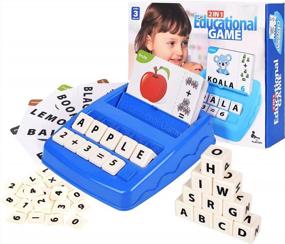 img 4 attached to 🧩 Educational Toys for Kids Ages 4-8, Learning Toys for Preschool Boys Girls - Spelling, Reading, Math Learning; Word Recognition - Birthday Gift for Kindergarten Kids, in Navy Blue