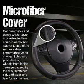 img 1 attached to 🚗 ANDALUS Microfiber Steering Wheel Cover for Car - Universal 15" Size - Black - Top Car Accessories for Men and Women - Honda, Ford, Toyota, Nissan & More - Easy Fit and Comfortable Grip