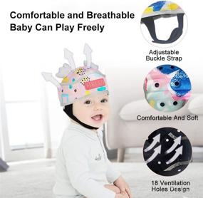 img 3 attached to 👶 AIKSSOO Baby Safety Helmet: Soft Headguard for Toddler Learning to Walk, Adjustable & Infant-Friendly (Blue Mixed)