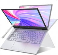 💻 toposh 11.6 inch 2-in-1 laptop tablet computer, touch screen, intel celeron quad core n4100, 8gb ram, 256 gb ssd - silver logo