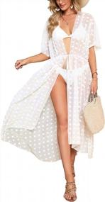 img 4 attached to Women'S Sheer Chiffon Kimono Cardigan: Perfect Bathing Suit Cover Up For Swimwear!