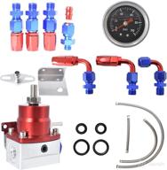 wflnhb universal adjustable fuel pressure regulator kit: enhance performance with 100 psi pressure gauge and an6-6an fuel line hose fitting connectors in striking red and blue логотип