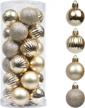24ct 40mm sparkling gold christmas ball ornaments - valery madelyn xmas decorations, shatterproof small tree ornament set logo