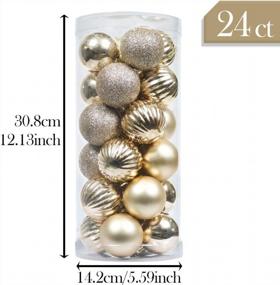 img 1 attached to 24Ct 40Mm Sparkling Gold Christmas Ball Ornaments - Valery Madelyn Xmas Decorations, Shatterproof Small Tree Ornament Set