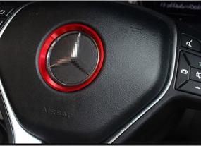 img 1 attached to Xotic Tech Steering Wheel Center Logo Ring Cover Trim Compatible With Mercedes B C E CLA GLA GLC GLK Class (Red) - Inner Diameter 2&#34