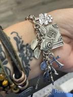 img 1 attached to 🐾 Mythical Fairytale Lucky Charm Bracelet with Celtic Cat, Cross, Moon Face, and Leaf Accents by RechicGu review by Jason Page