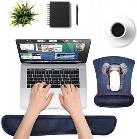 img 3 attached to Ergonomic Memory Foam Mousepad And Wrist Support Set With Non-Slip Keyboard Mouse Mat And Lovely Elephant Design For Pain Relief, Comfortable Typing, And Gaming At Home Or Office