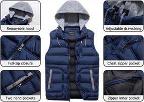 img 3 attached to Vcansion Men'S Removable Hooded Quilted Puffer Sleeveless Jacket - Winter Padded Vest For Outdoor Activities