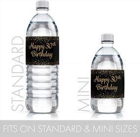 img 2 attached to Стильные черно-золотые этикетки для бутылок с водой для вашего 30-летия - 24 высококачественных наклейки
