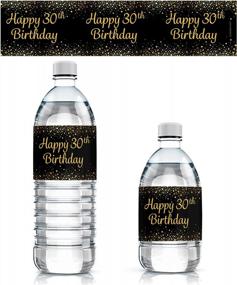 img 4 attached to Стильные черно-золотые этикетки для бутылок с водой для вашего 30-летия - 24 высококачественных наклейки