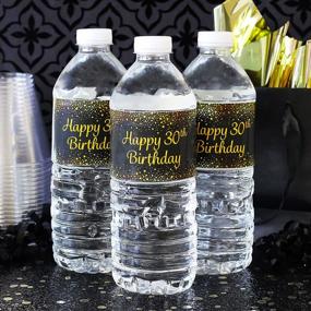 img 3 attached to Stylish Black And Gold Water Bottle Labels For Your 30Th Birthday Party - 24 High-Quality Stickers