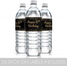 img 1 attached to Стильные черно-золотые этикетки для бутылок с водой для вашего 30-летия - 24 высококачественных наклейки