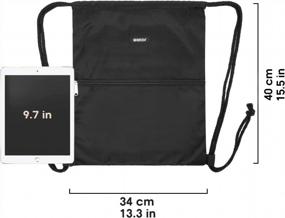 img 1 attached to Водостойкий нейлоновый рюкзак на шнуровке Рюкзак Cinch Bag для спортзала, шоппинга, спортивной йоги - черный