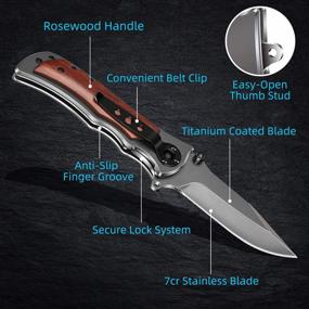 img 2 attached to GVDV Tactical Pocket Knife - 7CR17 Stainless Steel, 3.4" Titanium Coated Blade, Safety Liner-Lock For Camping Hunting Hiking With Belt Clip (Grey)