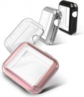 чехол-бампер simpeak soft screen protector, совместимый с apple watch 38mm series 2 series 3, pack of 4, all-around, clear, rose gold, silver, black логотип