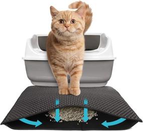 img 4 attached to 🐱 Primepets Cat Litter Mat: Honeycomb Double-Layer Trapping Pad for Easy Clean, Large Size, Black Waterproof Rug - Ideal Litter Box Solution!