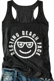img 4 attached to Womens Racerback Tank Tops With Sunshine Graphics, Perfect For Workouts, Hawaiian Vacations & More. Cute And Functional Camisole Vest T-Shirt