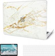 💻 g jgoo macbook air 13 inch case 2021-2018 release: m1 a2337 a2179 a1932, gold marble, hard shell, keyboard cover, screen protector logo