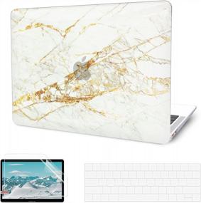 img 4 attached to 💻 G JGOO MacBook Air 13 Inch Case 2021-2018 Release: M1 A2337 A2179 A1932, Gold Marble, Hard Shell, Keyboard Cover, Screen Protector
