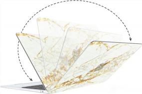 img 2 attached to 💻 G JGOO MacBook Air 13 Inch Case 2021-2018 Release: M1 A2337 A2179 A1932, Gold Marble, Hard Shell, Keyboard Cover, Screen Protector