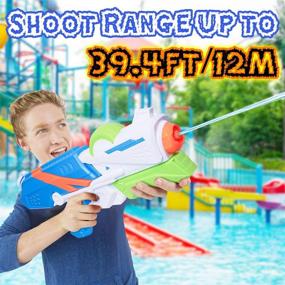 img 3 attached to Long-Range Water Pistol For Kids - MOZOOSON 1.2L Squirt Gun With 42Ft Distance Shooting For Swimming Pool, Beach, And Outdoor Summer Fun
