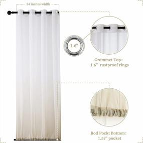 img 3 attached to Sheer Outdoor Curtains Waterproof Ombre Grommet Top Rod Pocket Bottom Privacy Drapes With 2 Tiebacks For Patio, Gazebo, Porch, Sliding Door - 54" Wide X 84" Length (Beige)