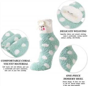 img 1 attached to Get Cozy With Zmart'S Colorful Fuzzy Animal Love Heart Pattern Socks For Women And Girls