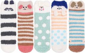img 3 attached to Get Cozy With Zmart'S Colorful Fuzzy Animal Love Heart Pattern Socks For Women And Girls