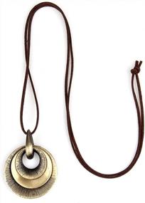 img 2 attached to Vintage Multilayer Pendant Necklaces For Women And Men - GelConnie Leather Cord Sweater Necklace Chain