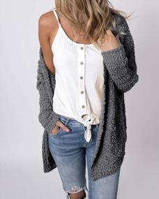 img 3 attached to Womens Fuzzy Oversized Sherpa Cardigan - Chunky Popcorn Open Sweater Coat By Imily Bela