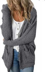 img 4 attached to Womens Fuzzy Oversized Sherpa Cardigan - Chunky Popcorn Open Sweater Coat By Imily Bela