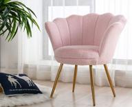 experience luxurious comfort with guyou sakura pink faux fur accent vanity chair - ideal for living room, bedroom or apartment logo