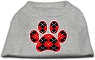 👕 argyle paw red screen print shirt in grey - mirage pet products - xxxl (20) логотип