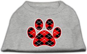 img 1 attached to 👕 Argyle Paw Red Screen Print Shirt in Grey - Mirage Pet Products - XXXL (20)