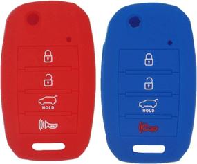 img 4 attached to 🔑 LemSa 2Pcs Rubber Silicone Flip Key Fob Case Cover Protector Holder for Kia Sorento Sportage Rio Soul Forte Optima Carens, Red and Blue