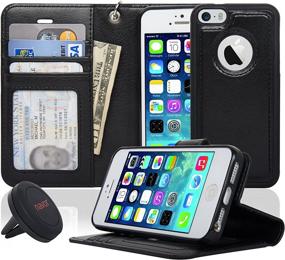 img 4 attached to 📱 Navor Detachable Magnetic Wallet Case & Universal Car Mount for iPhone 5/5s with RFID Theft Protection - JOOT-1L Series Black