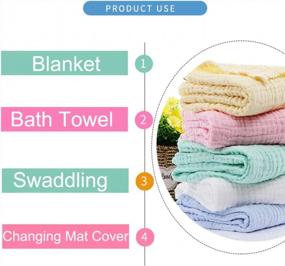 img 1 attached to Large Set Of 2 Aablexema Baby Muslin Bath Towels - 43X43 Inches - Perfect Swaddle Blanket For Newborn, Toddler Boys And Girls - White And Yellow Colors