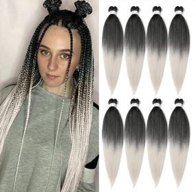 img 4 attached to Get Professionally Styled Ombre Braids Effortlessly With 8 Packs Of Pre Stretched 20 Inch Yaki Texture Braiding Hair That'S Easy To Install And Hot Water Setting Safe!