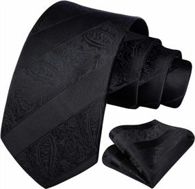 img 3 attached to HISDERN Paisley Ties for Men: Classic Extra Long Floral Tie and Pocket Square Set - Formal Silk Necktie and Handkerchief Set for Wedding Attire