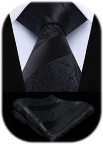 img 4 attached to HISDERN Paisley Ties for Men: Classic Extra Long Floral Tie and Pocket Square Set - Formal Silk Necktie and Handkerchief Set for Wedding Attire