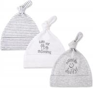 mom’s care baby hat for newborn boys/girls 100% cotton adjustable knot hats, 3 pack logo