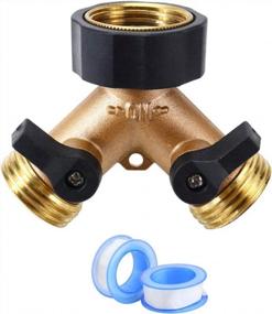 img 4 attached to Y-Shaped Garden Hose Splitter With Shut-Off Valves - Heavy Duty Faucet Splitter For Outdoor Irrigation And Watering, Fits All American Thread 3/4" Hoses