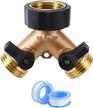 y-shaped garden hose splitter with shut-off valves - heavy duty faucet splitter for outdoor irrigation and watering, fits all american thread 3/4" hoses logo