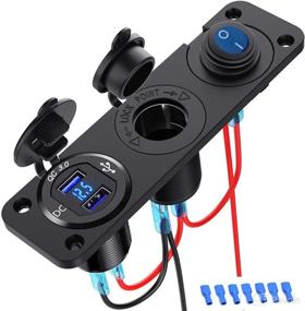 img 4 attached to 🔌 Dual QC3.0 Cigarette Lighter Socket Splitter: 12V USB Car Charger Adapter with Panel Switch, Waterproof & Marine Ready - High-Power 250W Outlet for Car, Boat and Marine Vehicles