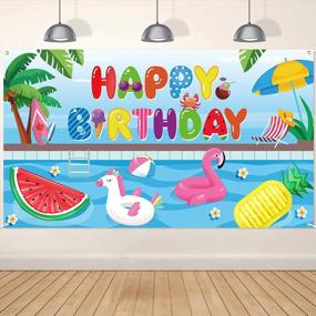 img 4 attached to Tropical Pool Party Summer Beach Birthday Background Banner Decorations Watermelon Flamingo Baby Shower Photography Backyard Photo Booth Props.