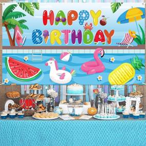 img 1 attached to Tropical Pool Party Summer Beach Birthday Background Banner Decorations Watermelon Flamingo Baby Shower Photography Backyard Photo Booth Props.