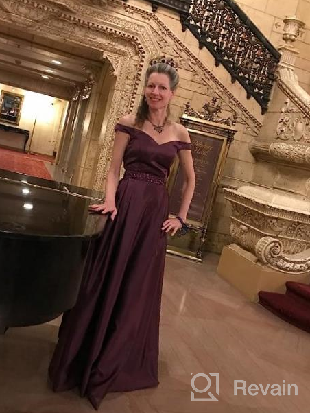 img 1 attached to 👗 YORFORMALS Off-The-Shoulder Beaded Satin Prom Dress: A-line, Long Evening Ball Gown with Pockets for Women review by Rory Kelley
