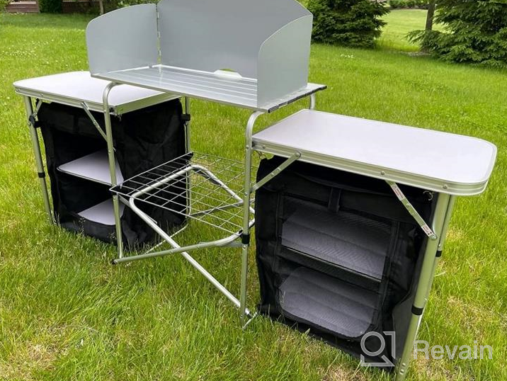 img 1 attached to Portable And Convenient: Goplus Folding Camping Kitchen Table With Storage, Windscreen, And Cook Station For Outdoor BBQ, Picnics & Parties review by Richard Edwar