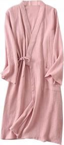 img 4 attached to Soft And Lightweight Cotton Gauze Women'S Kimono Robe For Ultimate Comfort And Style