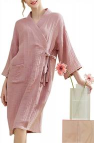 img 3 attached to Soft And Lightweight Cotton Gauze Women'S Kimono Robe For Ultimate Comfort And Style